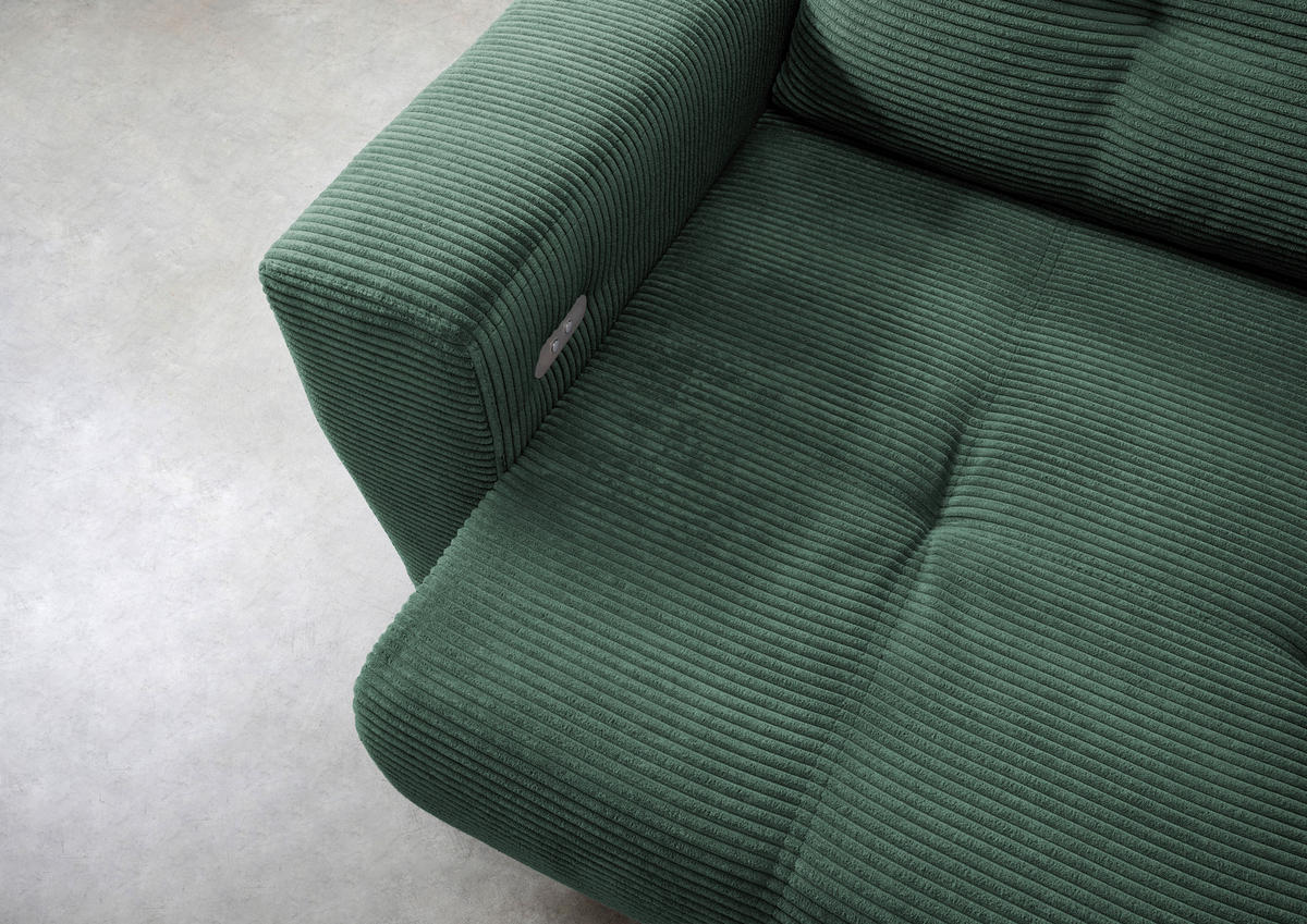 ECKSOFA Cord Dunkelgrün  - Dunkelgrün/Schwarz, Modern, Holz/Textil (246/177cm) - MID.YOU