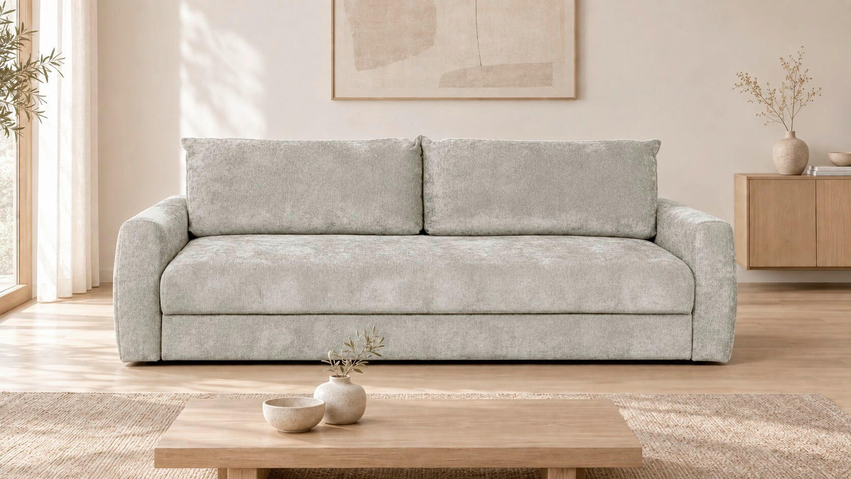 SCHLAFSOFA Chenille Hellgrau  - Hellgrau, Design, Textil (238/90/116cm) - Livetastic
