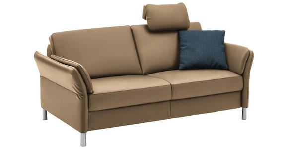 DREISITZER-SOFA in Leder Creme - Creme/Alufarben, Design, Leder/Metall (190/82/99cm) - Dieter Knoll