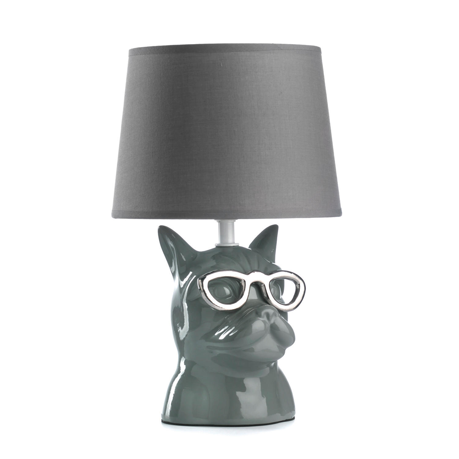 STOLNÍ LAMPA, E14, 18/29 cm  - šedá, Trend, textil/keramika (18/29cm)