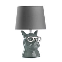 STOLNÍ LAMPA, E14, 18/29 cm  - šedá, Trend, textil/keramika (18/29cm)