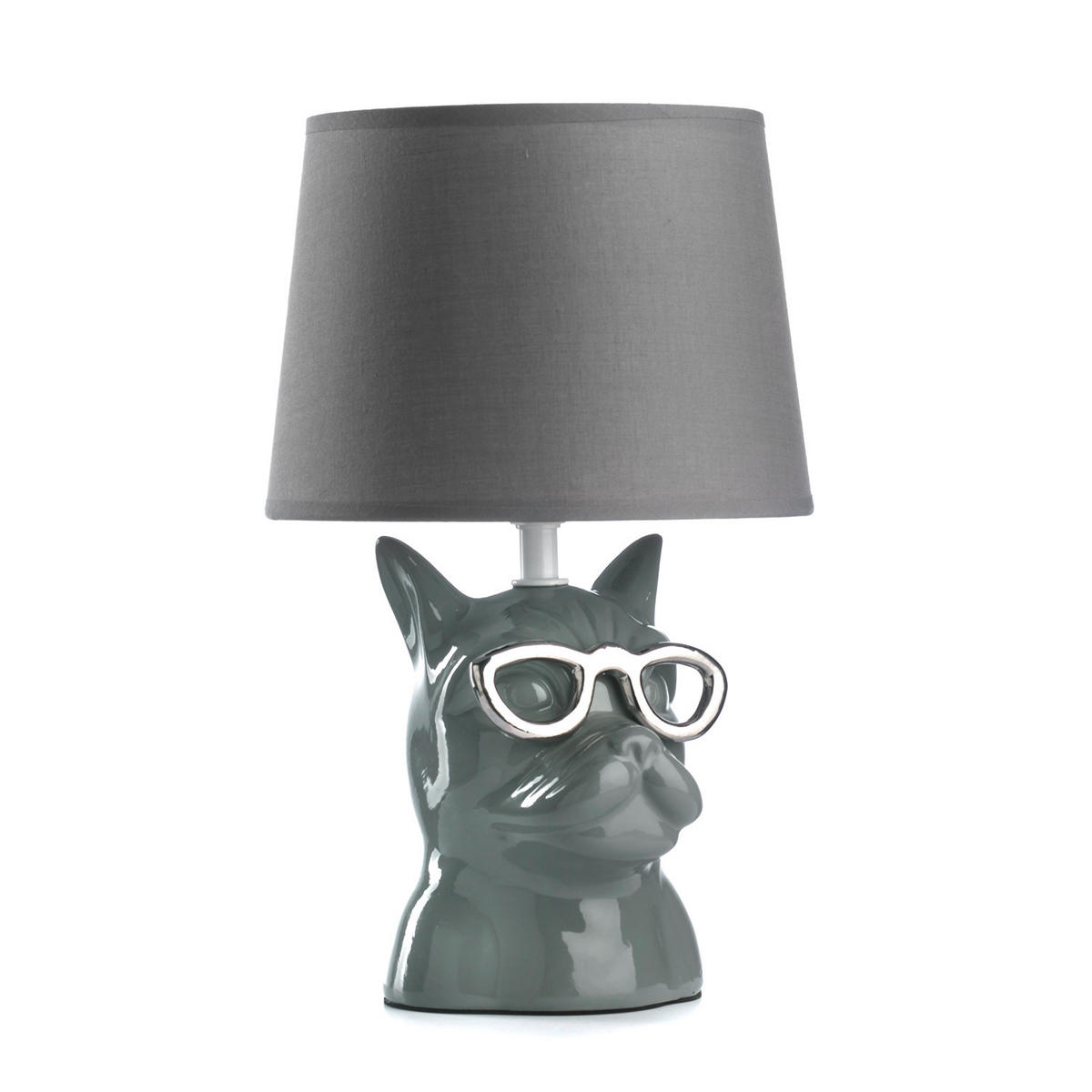 STOLNÍ LAMPA, E14, 18/29 cm  - šedá, Trend, textil/keramika (18/29cm)
