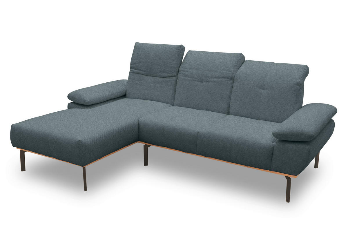 ECKSOFA in Mikrofaser Grau  242/170 cm  - Wildeiche/Schwarz, Design, Holz/Textil (242/170cm) - MID.YOU
