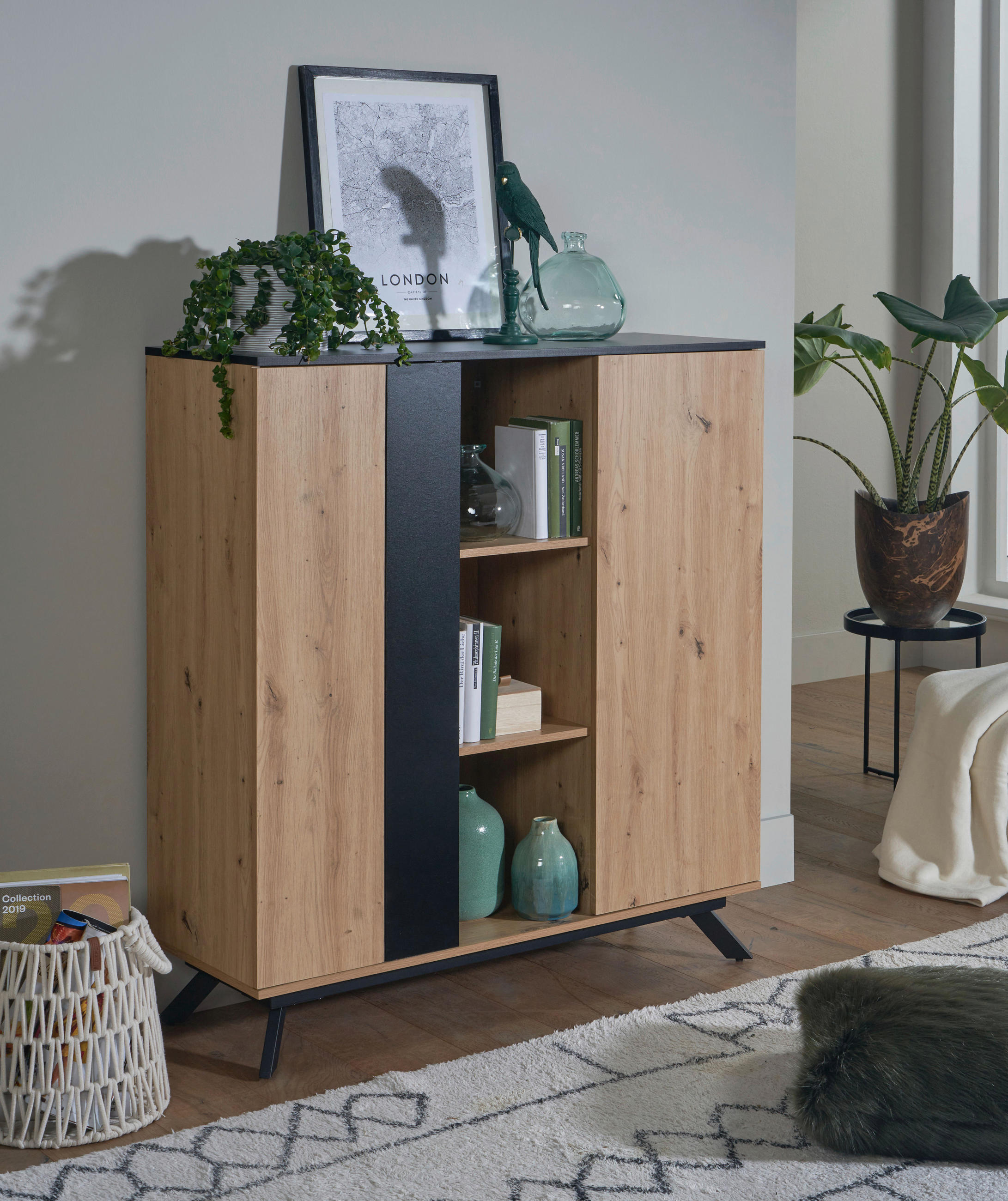 HIGHBOARD  in 110/125/40 cm  - Schwarz/Braun, Design, Holzwerkstoff/Metall (110/125/40cm) - P & B
