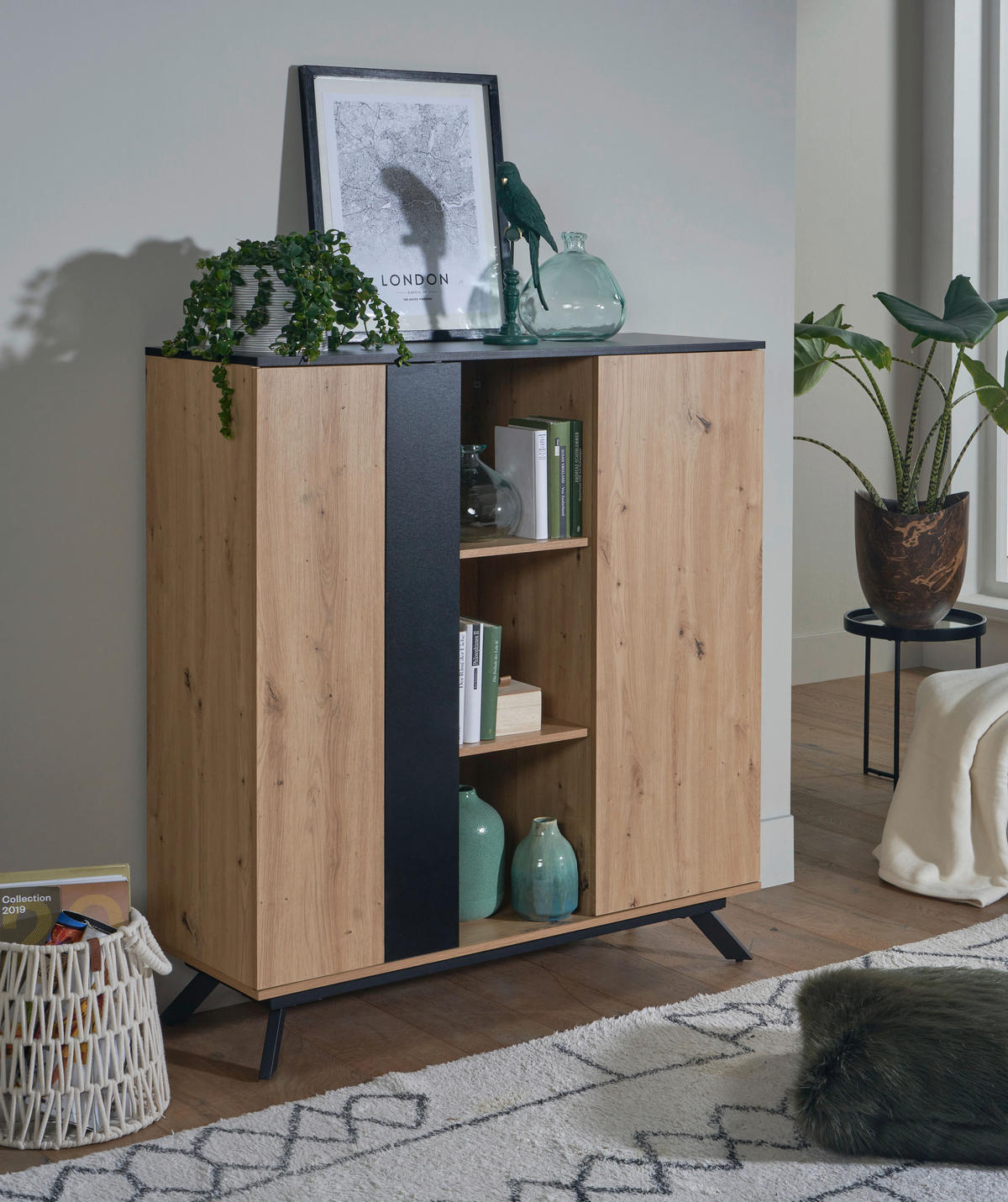 HIGHBOARD  in 110/125/40 cm  - Schwarz/Braun, Design, Holzwerkstoff/Metall (110/125/40cm) - P & B