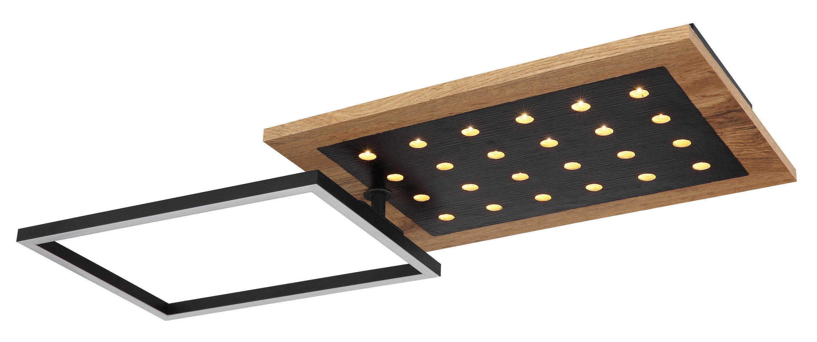 LED-DECKENLEUCHTE 63,5/27/8,5 cm   - Dunkelbraun/Opal, Natur, Holzwerkstoff/Kunststoff (63,5/27/8,5cm) - Globo
