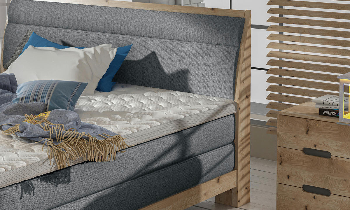 BOXSPRINGBETT 180/200 cm  in Dunkelgrau  - Eichefarben/Dunkelgrau, Konventionell, Holz/Textil (180/200cm) - Valnatura