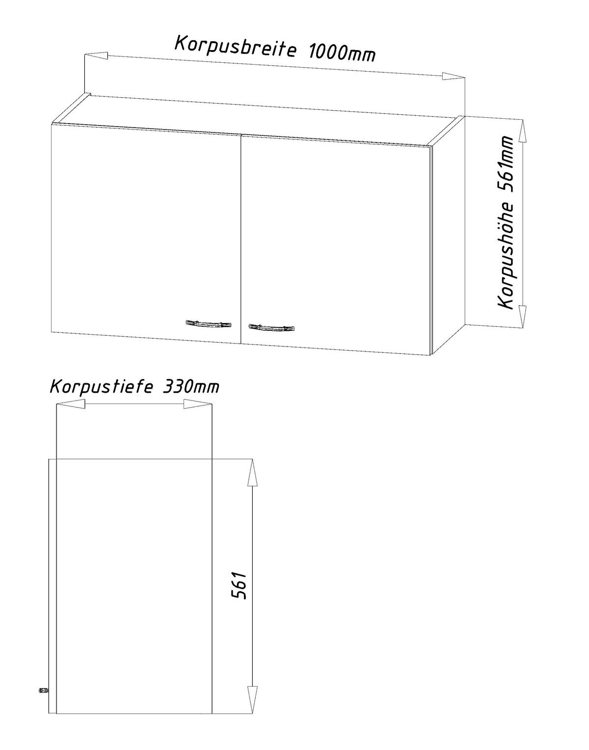 MINIKÜCHE 100 cm   in Weiss  - Weiss, Modern, Holzwerkstoff/Kunststoff (100cm) - Respekta