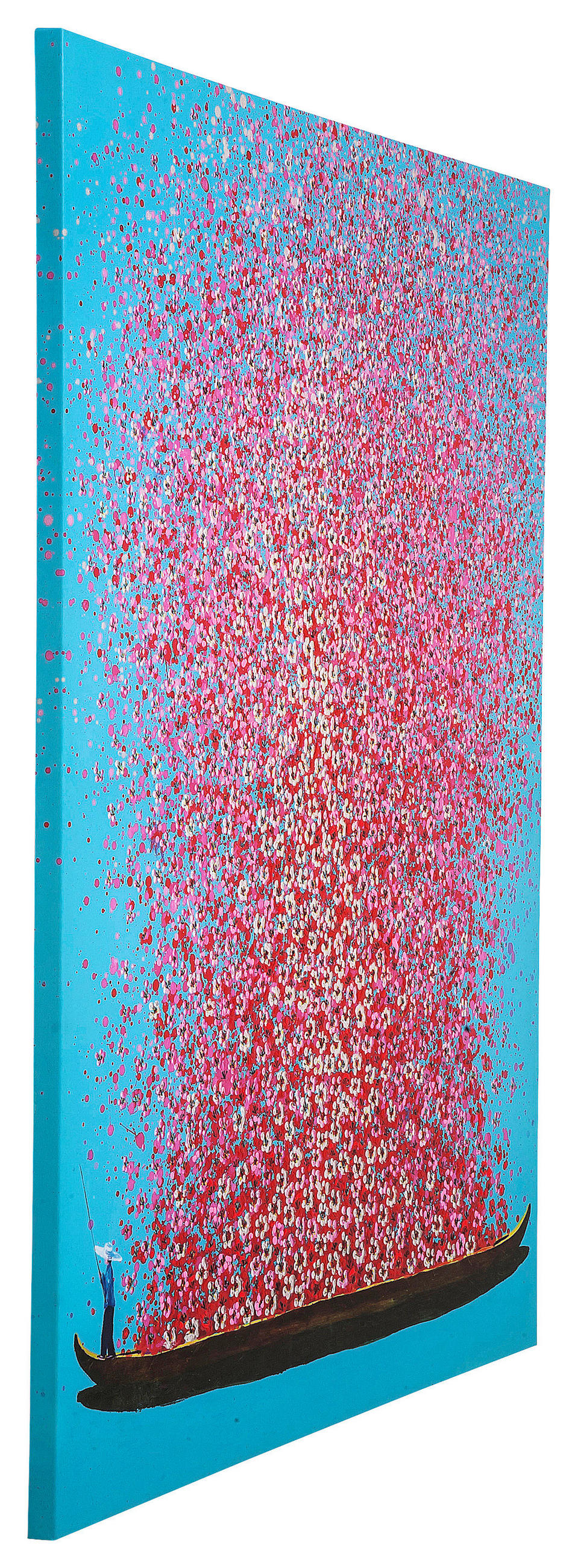 BILD Blumen  - Blau/Rosa, Trend, Holz/Textil (80/100/3,5cm) - Kare-Design
