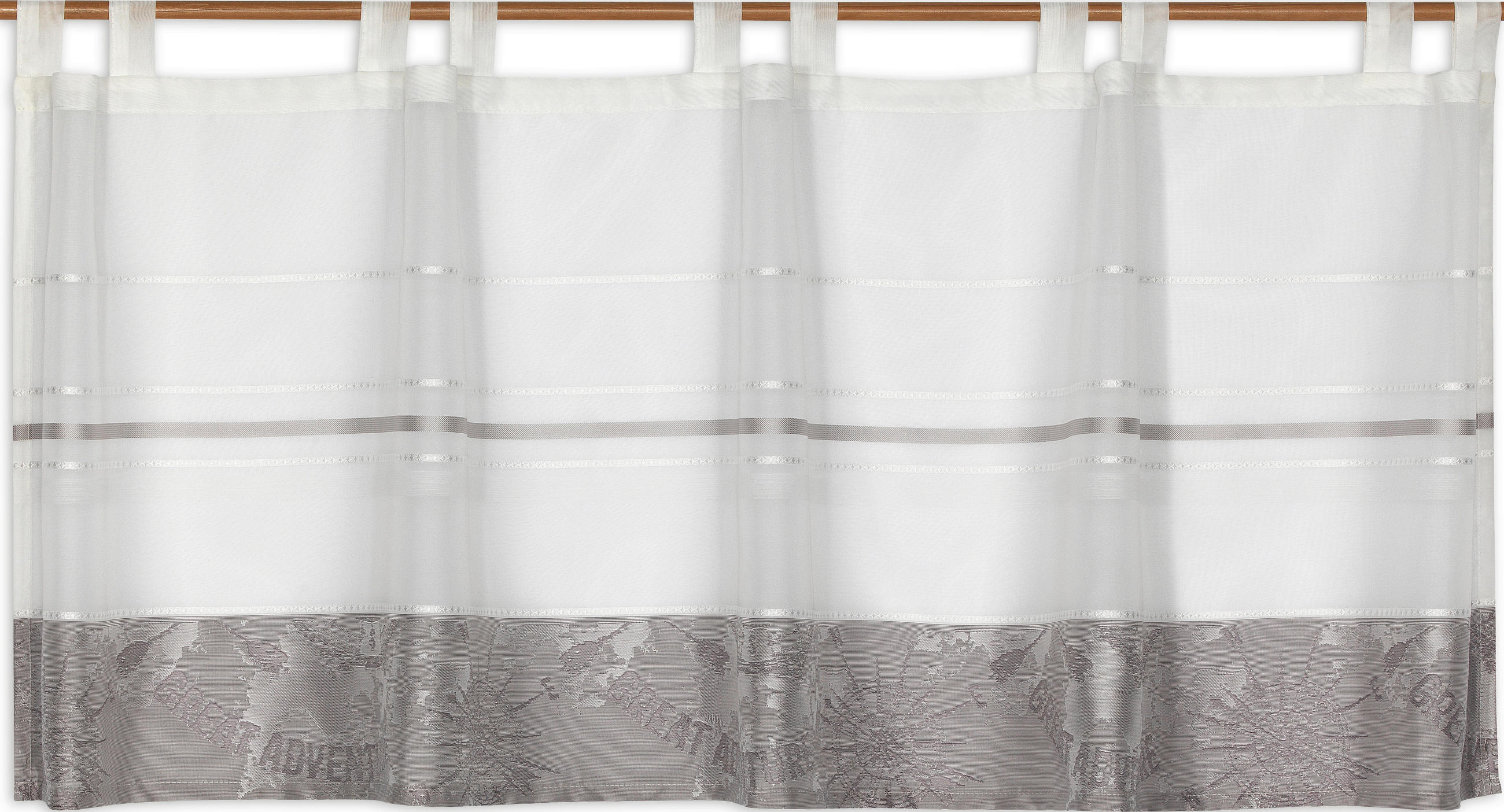 KURZGARDINE   140/50 cm   - Weiß/Grau, Basics, Textil (140/50cm)