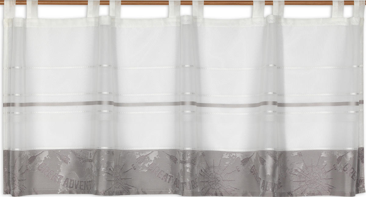 KURZGARDINE   140/50 cm   - Weiß/Grau, Basics, Textil (140/50cm)