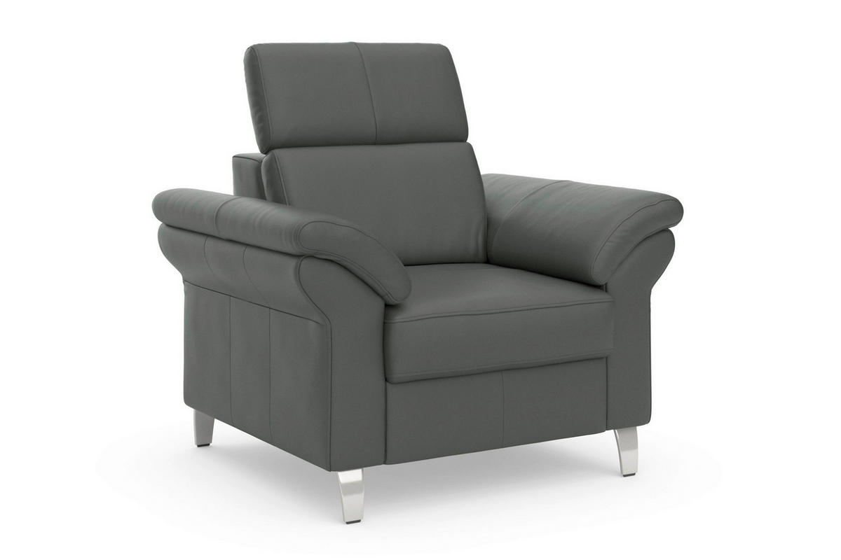 SESSEL Echtleder Anthrazit  - Chromfarben/Anthrazit, Basics, Leder/Metall (101/84/93cm) - Sit & More