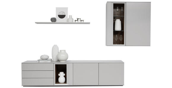 WOHNWAND 300/199/47 cm in Grau - Schwarz/Grau, Design, Glas/Holzwerkstoff (300/199/47cm) - Dieter Knoll