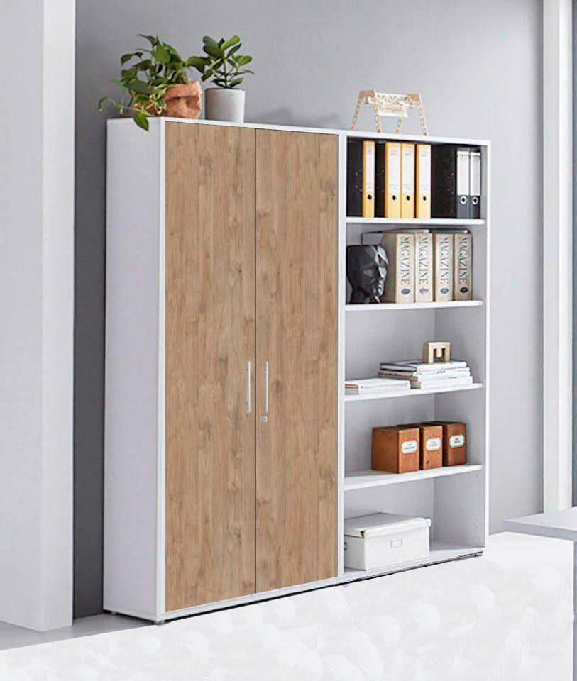 AKTENSCHRANK Weiß, Eichefarben  - Eichefarben/Weiß, MODERN, Holzwerkstoff (168,8/185,6/33cm) - MID.YOU