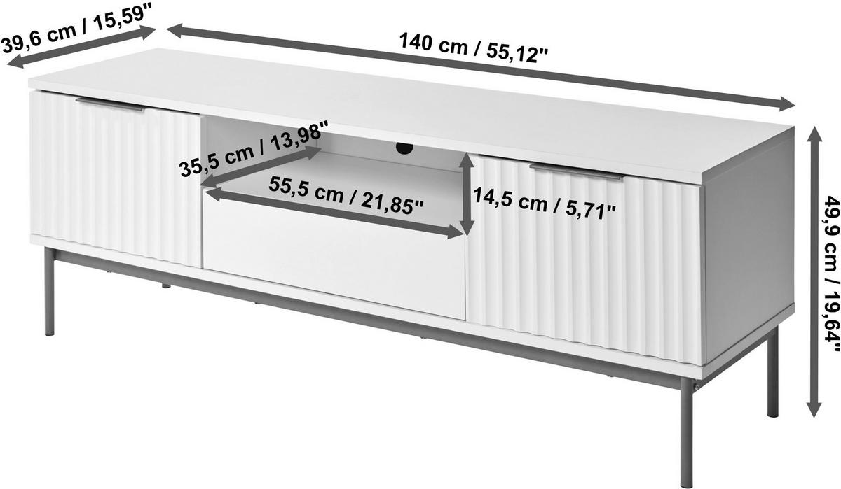 LOWBOARD  in 140/50/50 cm  - Weiss/Goldfarben, Modern, Holzwerkstoff/Metall (140/50/50cm) - Livetastic