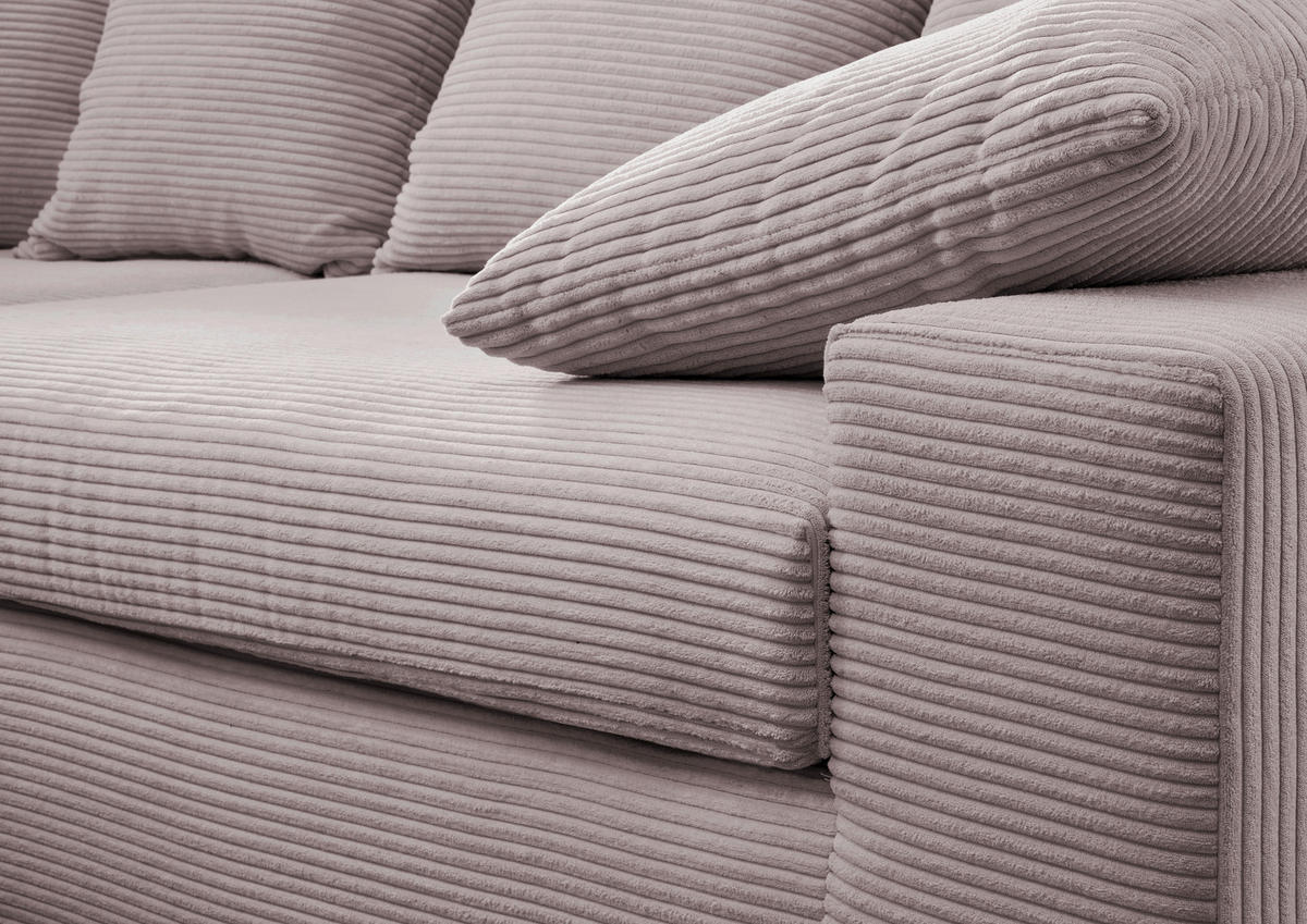 ECKSOFA Rosa Cord  - Schwarz/Rosa, MODERN, Kunststoff/Textil (200/278cm) - Livetastic