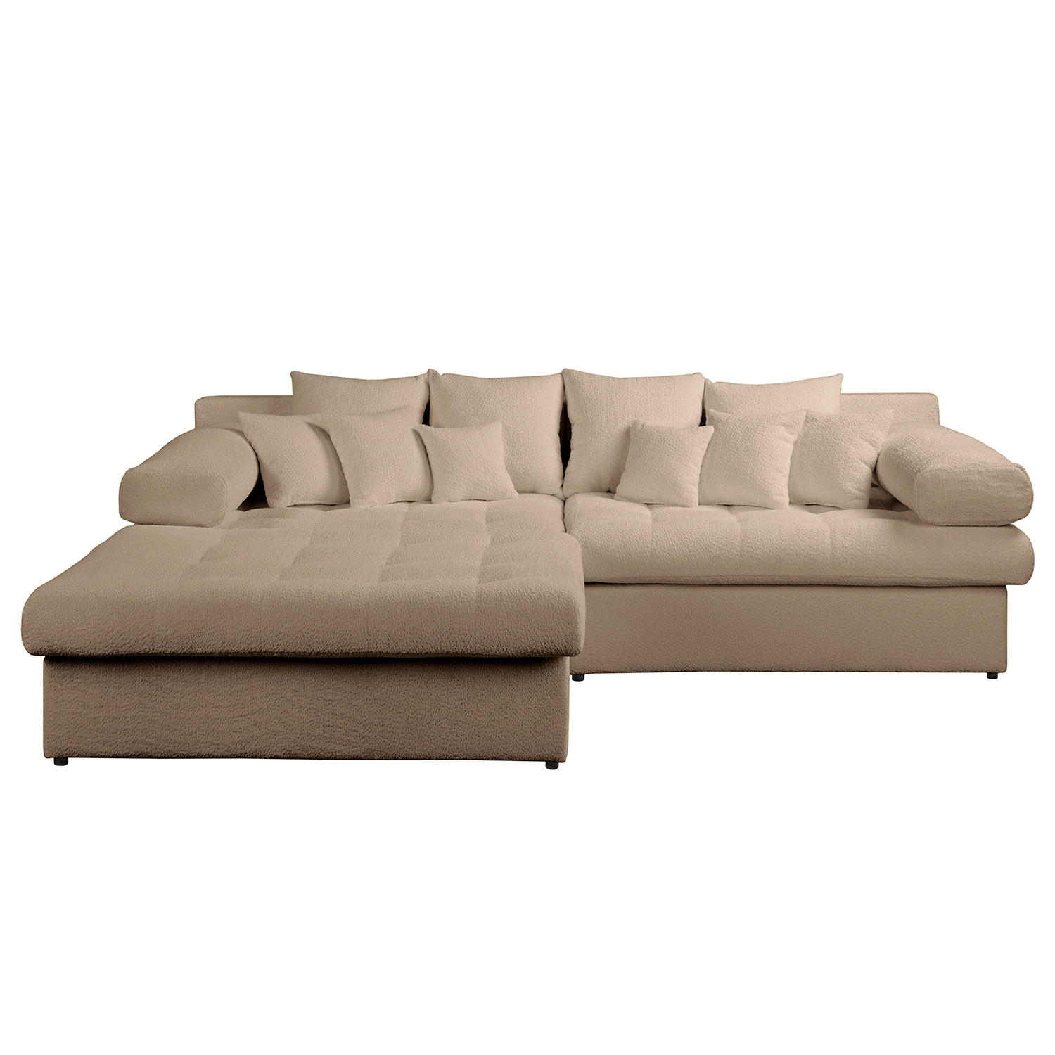 ECKSOFA Naomi in Chenille Hellbraun Rückenkissen  243/284 cm  - Hellbraun/Schwarz, Design, Kunststoff/Textil (243/284cm) - P & B