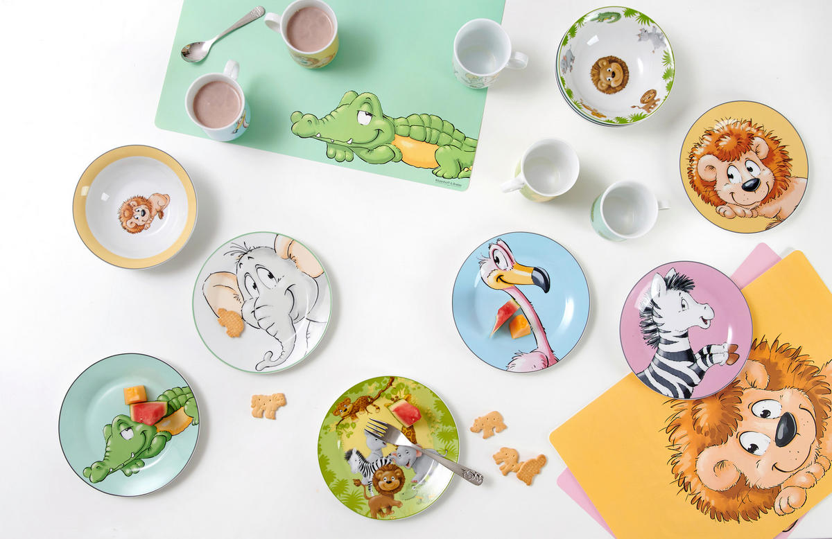 KINDERGESCHIRRSET Happy Zoo Porzellan 3-teilig  - Gelb/Orange, KONVENTIONELL, Keramik (20/20/11cm) - Ritzenhoff Breker