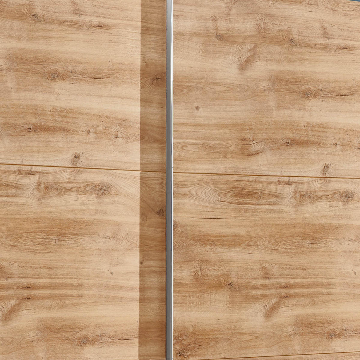 SCHWEBETÜRENSCHRANK in Eichefarben  - Chromfarben/Eichefarben, Modern, Holzwerkstoff/Metall (250/216/65cm) - MID.YOU