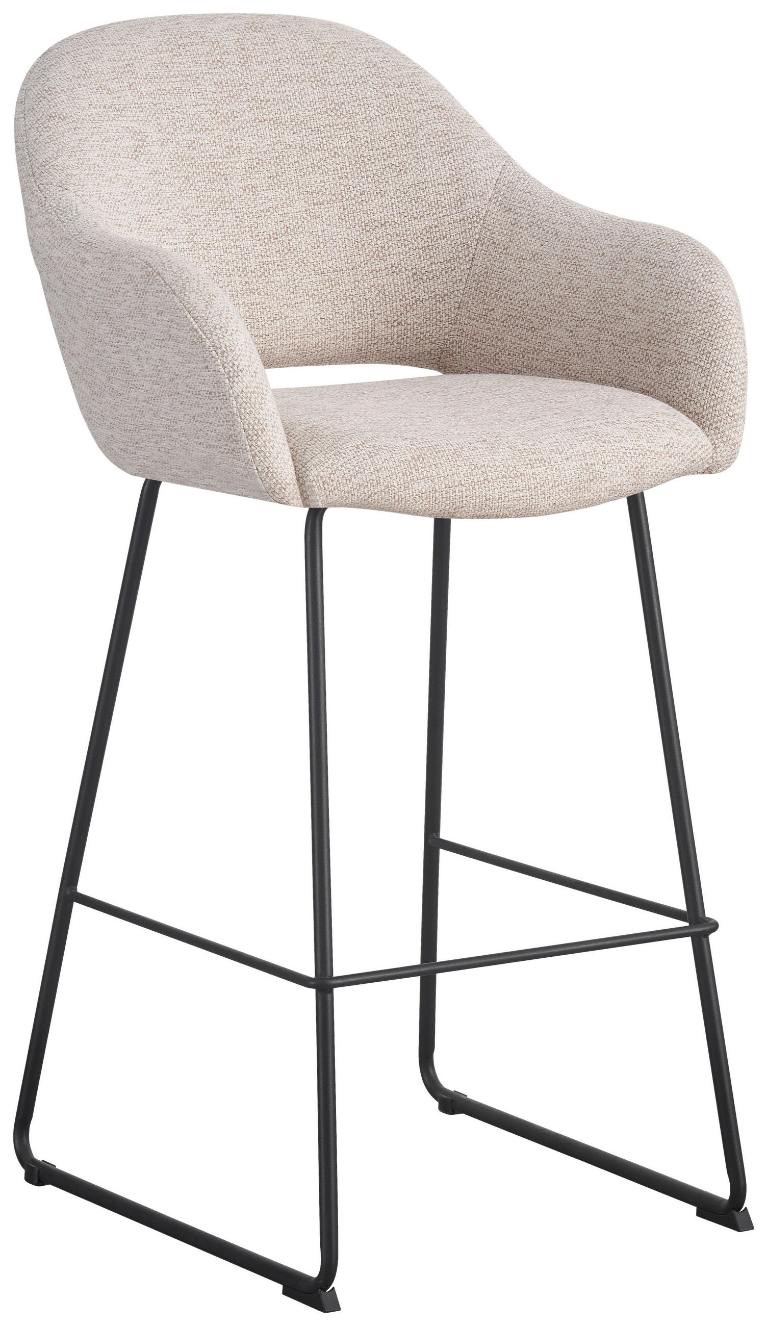 BARHOCKER Webstoff Schwarz, Beige Eisen Stoffauswahl  - Beige/Schwarz, Design, Textil/Metall (55/104,5/60,5cm) - Novel