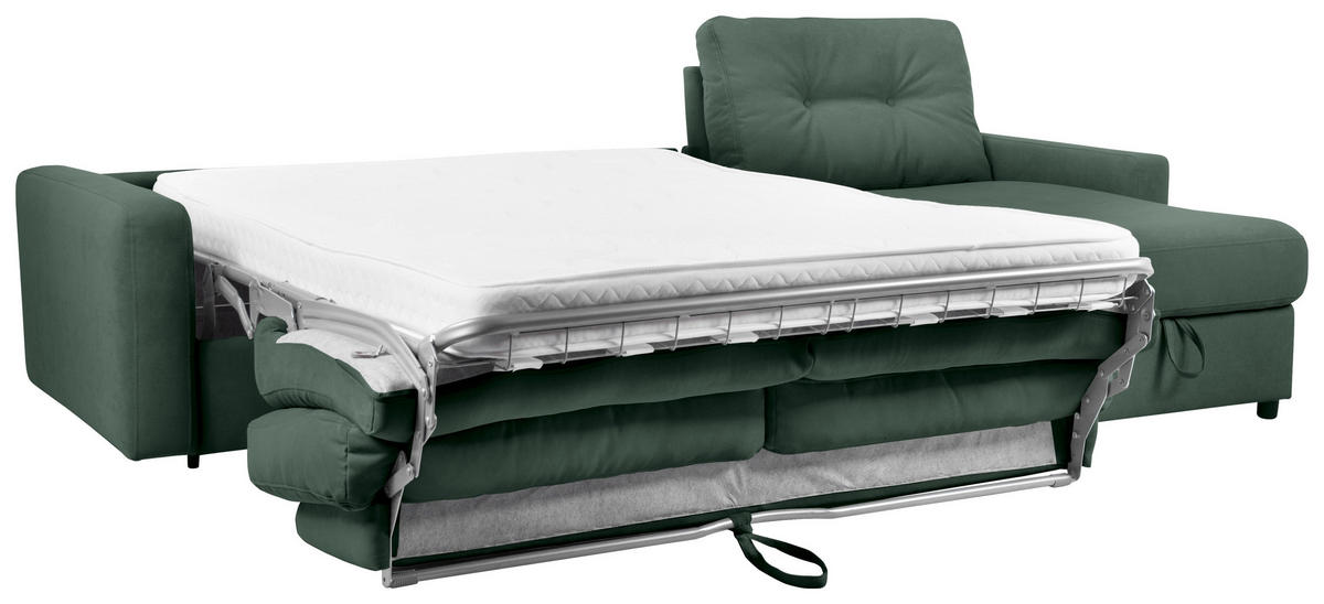 ECKSOFA Dunkelgrün Webstoff  - Dunkelgrün/Schwarz, KONVENTIONELL, Kunststoff/Textil (270/160cm) - Carryhome