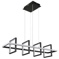LED-HÄNGELEUCHTE  90/28 cm   - Opal/Schwarz, Design, Kunststoff/Metall (90/28cm) - Globo