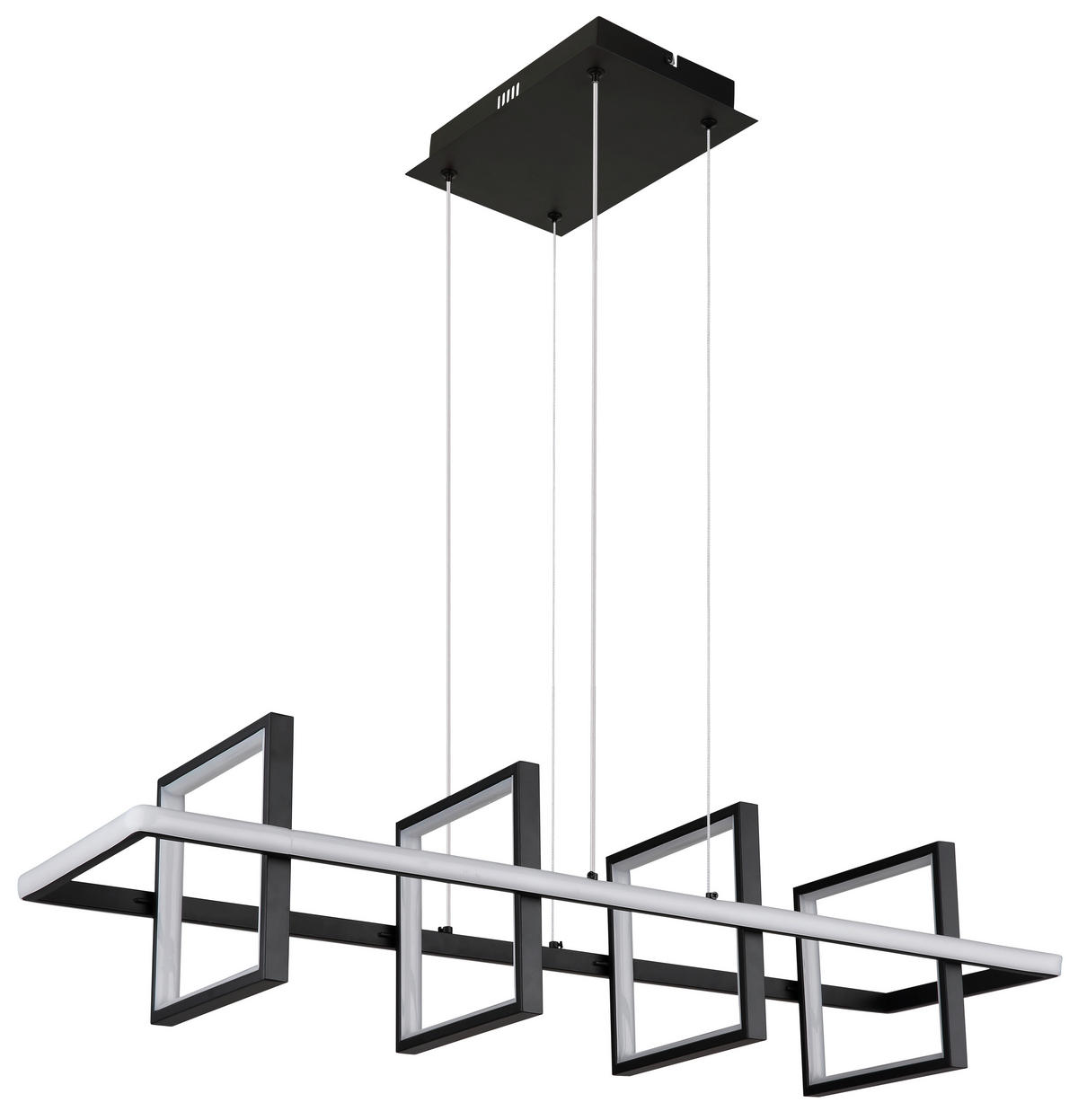 LED-HÄNGELEUCHTE  90/28 cm   - Opal/Schwarz, Design, Kunststoff/Metall (90/28cm) - Globo