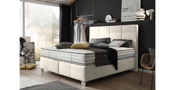 BOXSPRINGBETT 180/200 cm  in Creme  - Creme/Alufarben, KONVENTIONELL, Holzwerkstoff/Textil (180/200cm) - Dieter Knoll