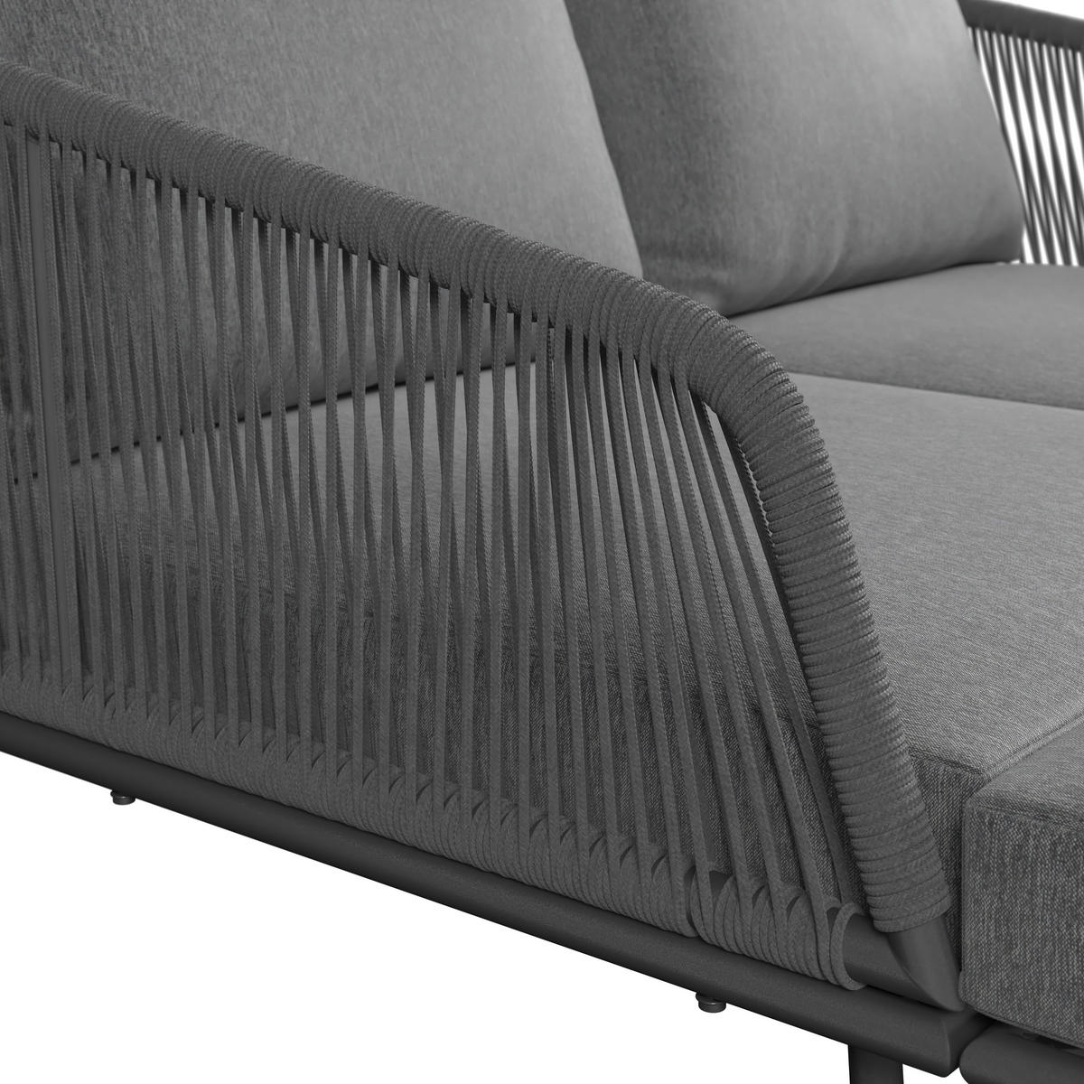 SONNENINSEL 150/75/95 cm  - Dunkelgrau/Schwarz, MODERN, Textil/Metall (150/75/95cm) - Beldano