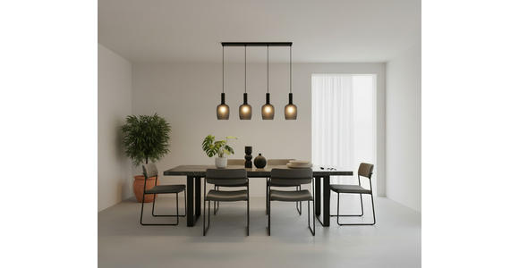 HÄNGELEUCHTE 98/15/140 cm  - Schwarzchrom, Trend, Glas/Metall (98/15/140cm) - Novel