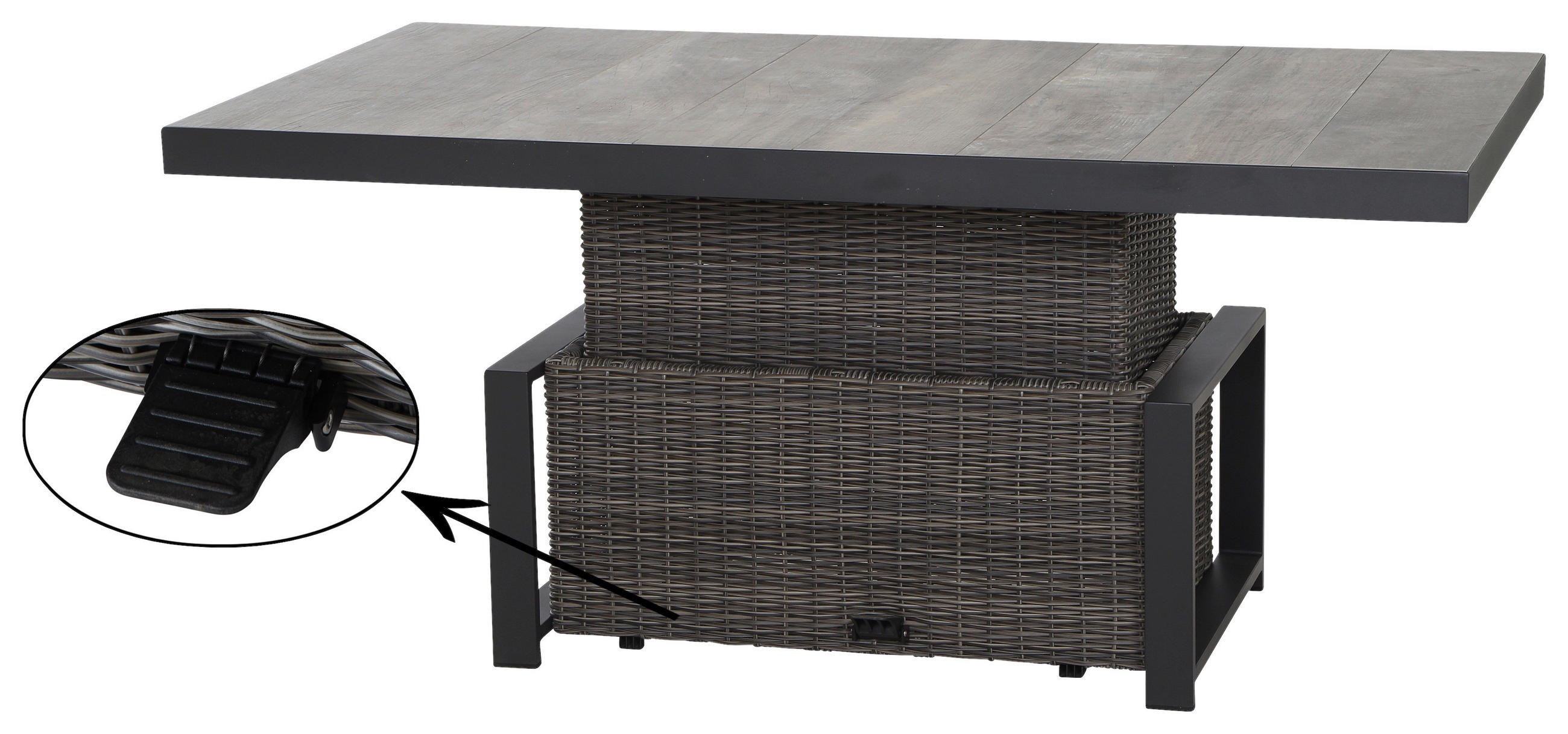 Thumbnail - Siena Garden Loungegarnitur, Metall, Kunststoff, Textil, Keramik, 4-teilig, 72x103x160 cm, Tisch höhenverstellbar, wette...