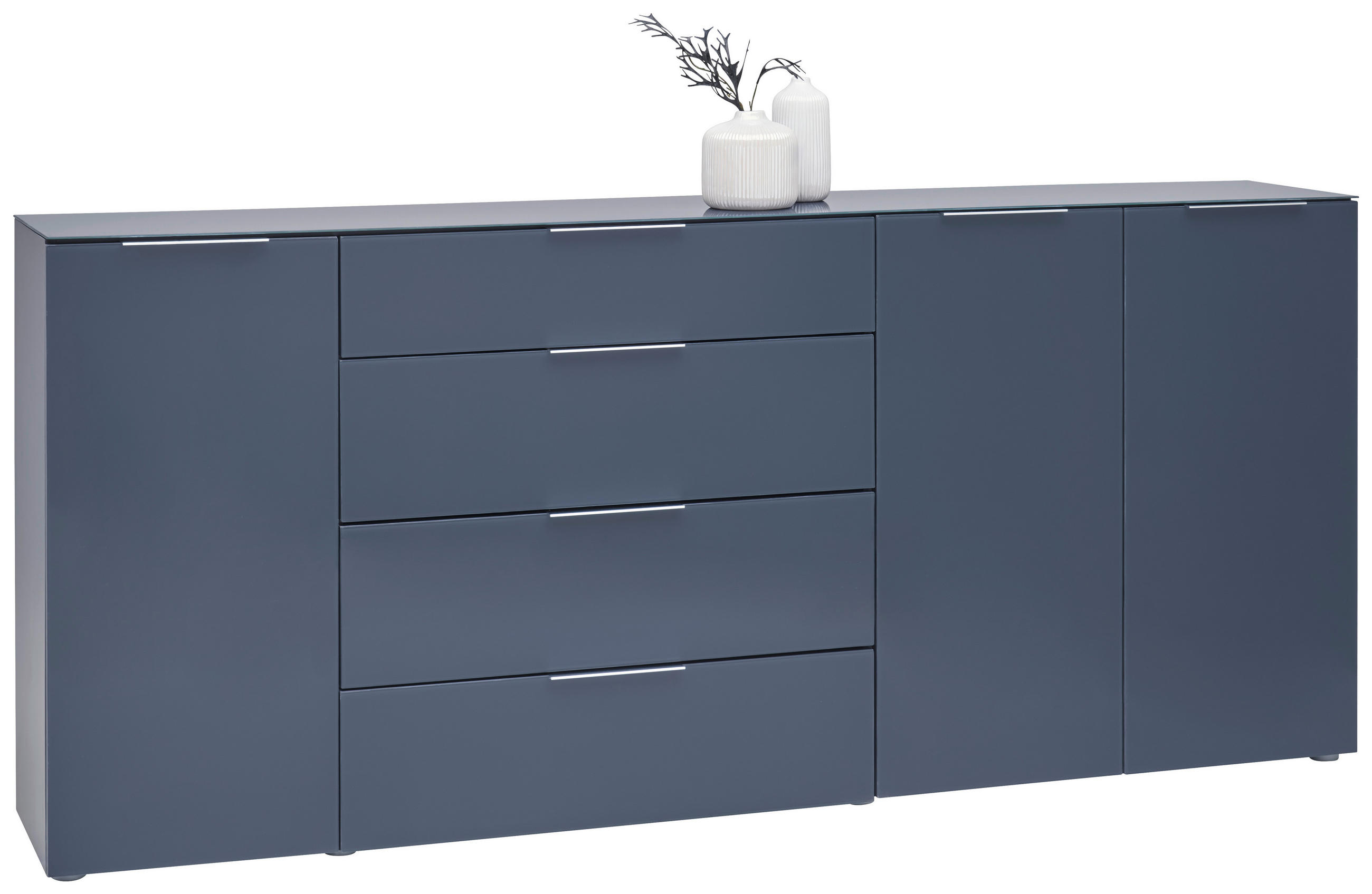 SIDEBOARD  in 225/99/42 cm  - Anthrazit/Alufarben, Design, Glas/Holzwerkstoff (225/99/42cm) - Voleo