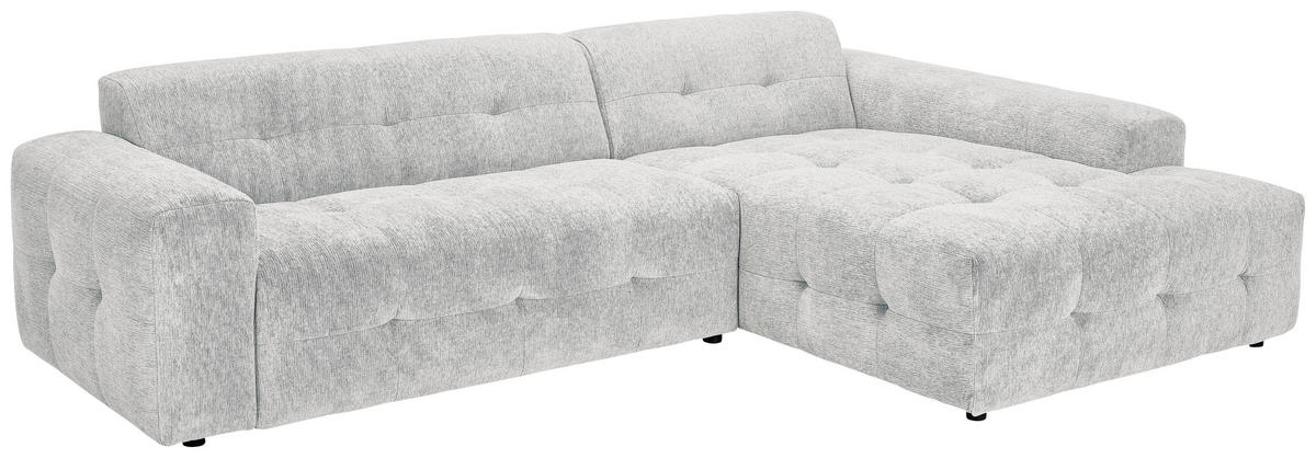 ECKSOFA in Flachgewebe Hellgrau  - Hellgrau/Schwarz, Konventionell, Kunststoff/Textil (292/189cm) - Carryhome