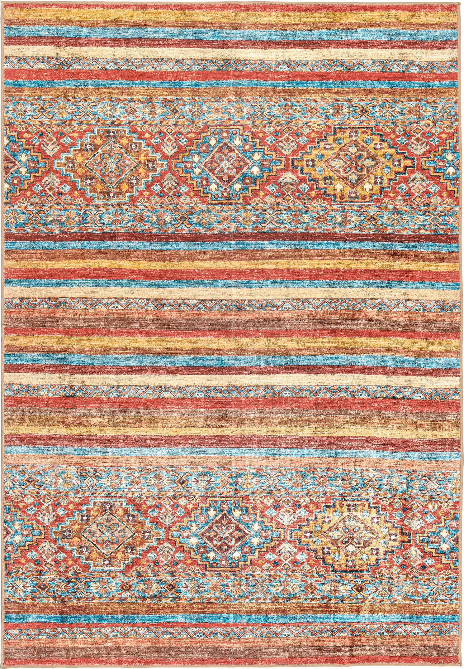 VINTAGE-TEPPICH 160/230 cm CORTEA AZMEO, waschbar Multicolor, Rot, Cognac  - Cognac/Rot, Design, Kunststoff/Textil (160/230cm) - Lindorug