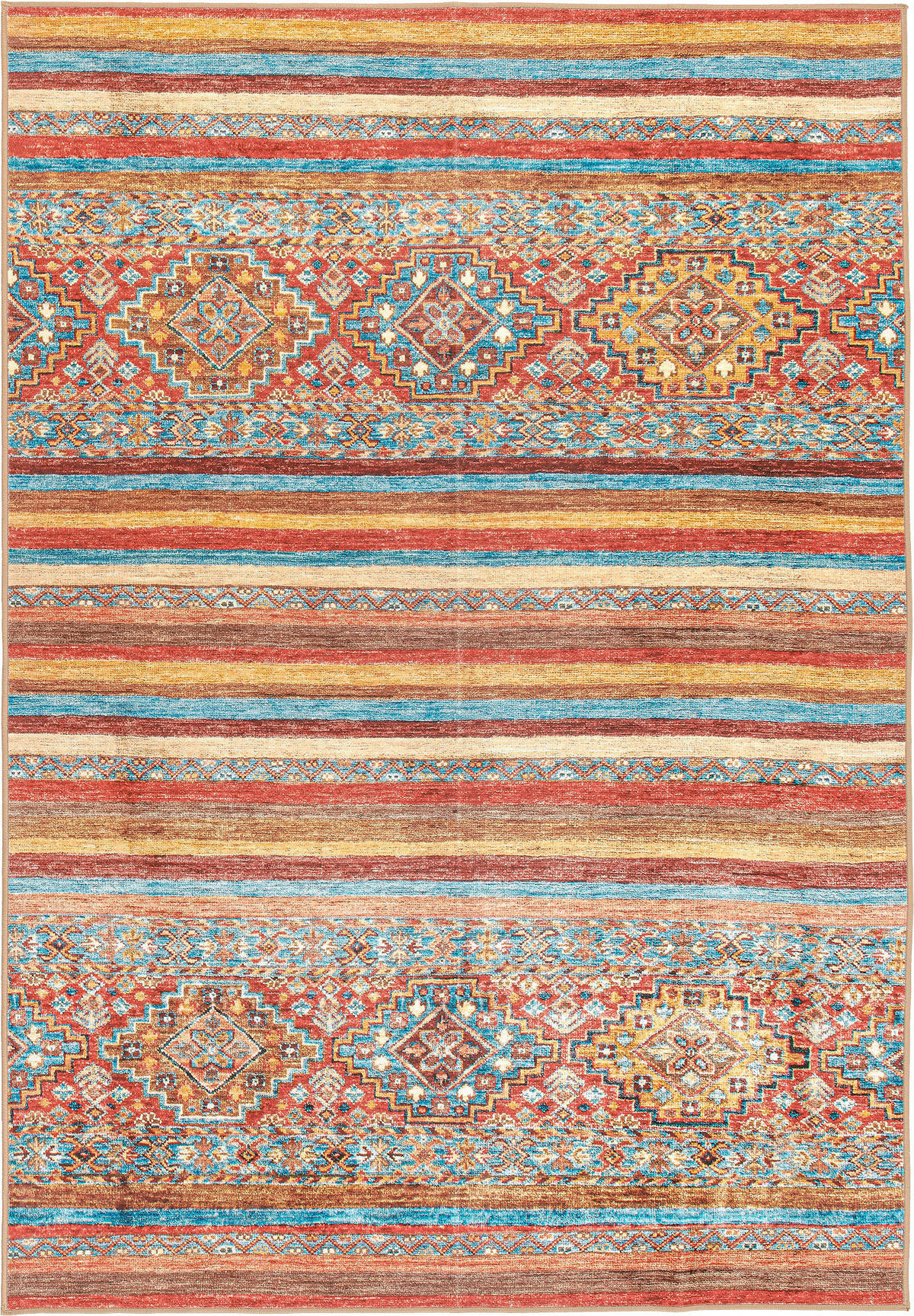 VINTAGE-TEPPICH 160/230 cm CORTEA AZMEO, waschbar Multicolor, Rot, Cognac rechteckig  - Cognac/Rot, Design, Kunststoff/Textil (160/230cm) - Lindorug