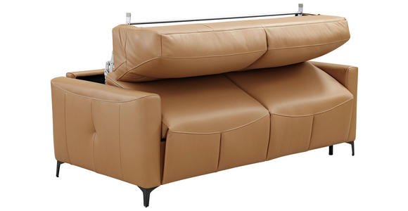 SCHLAFSOFA  in Echtleder Cognac  - Cognac/Schwarz, Design, Leder/Metall (191/89/97cm) - Novel