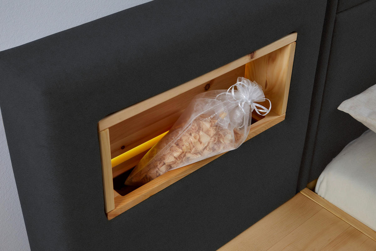 BETT 200/200 cm  Zirbelkieferfarben, Dunkelgrau   - Dunkelgrau/Zirbelkieferfarben, Natur, Holz/Textil (200/200cm) - Valnatura