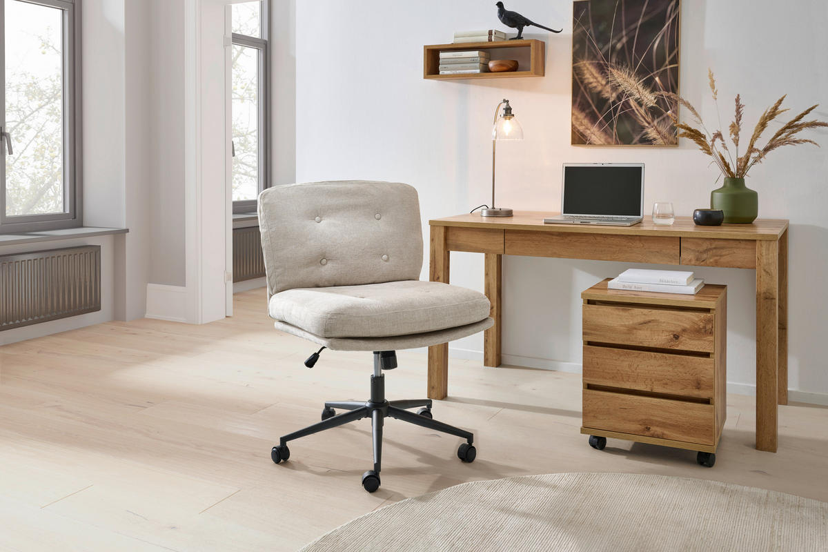 OTOČNÁ ŽIDLE, mikrovlákno, béžová - černá/béžová, Moderní, kov/dřevo (66/90/98/76cm) - MID.YOU