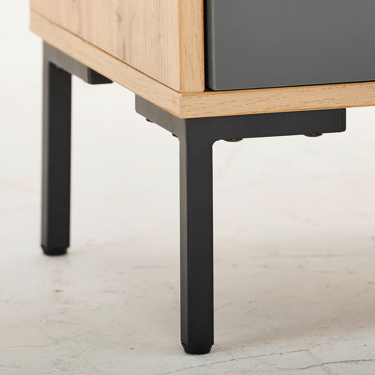 BEISTELLREGAL Grau, Weiß, Eichefarben  - Eichefarben/Schwarz, Design, Holzwerkstoff/Metall (60/180/30cm) - Carryhome