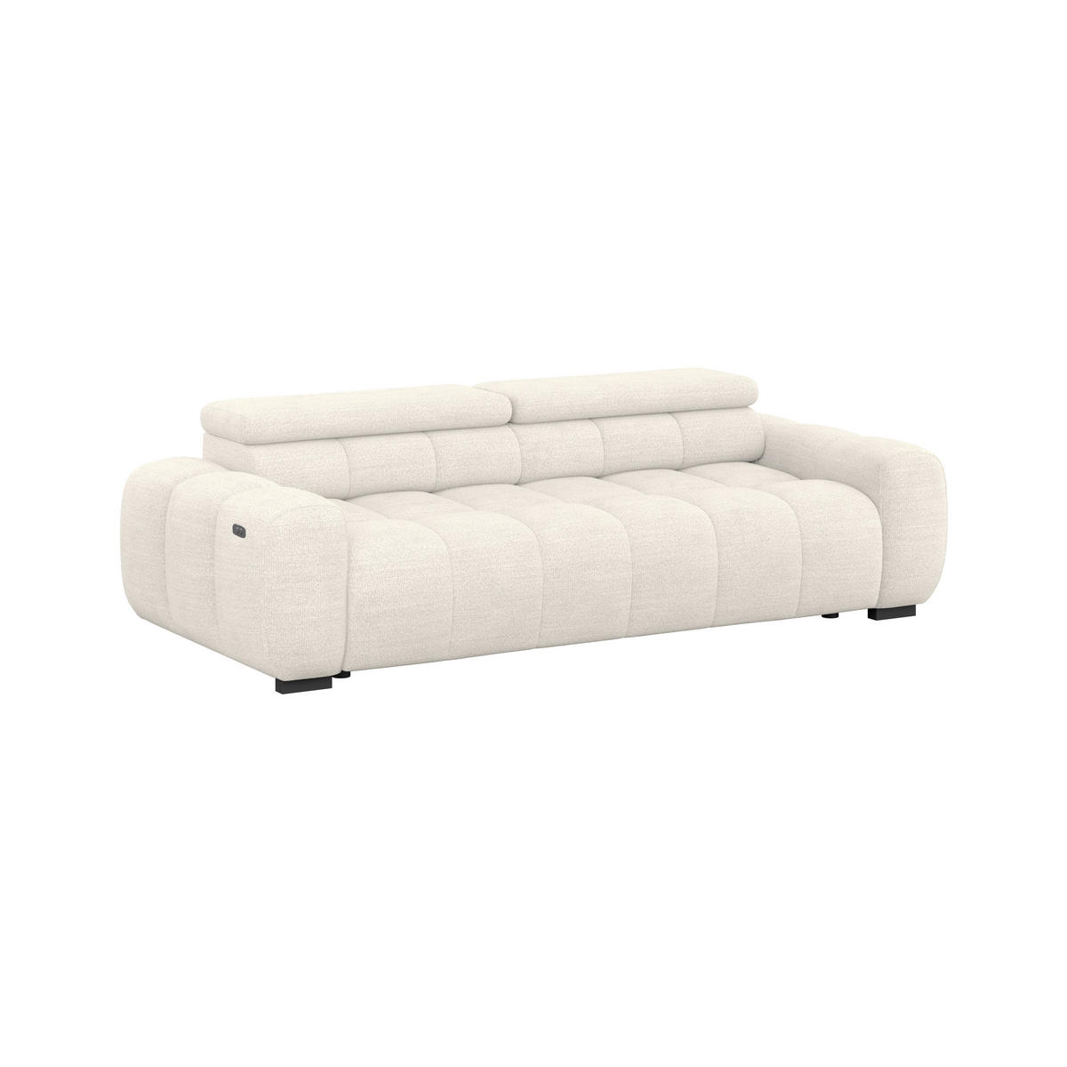 BIGSOFA Webstoff Greige  - Greige/Schwarz, Design, Kunststoff/Textil (248/77-97/108cm) - Welnova