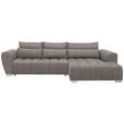 ECKSOFA in Webstoff Hellbraun  - Hellbraun/Silberfarben, MODERN, Kunststoff/Textil (304/218cm) - Carryhome