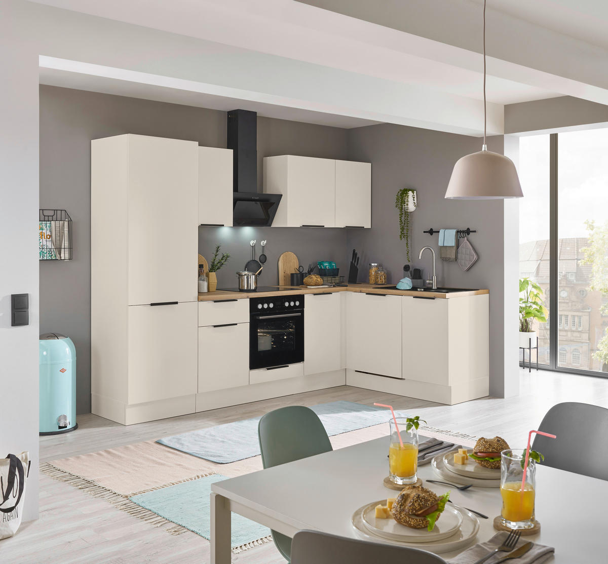 ECKKÜCHE 280/175 cm  in Kaschmir  - Kaschmir/Schwarz, Basics, Holzwerkstoff/Metall (280/175cm) - Carryhome