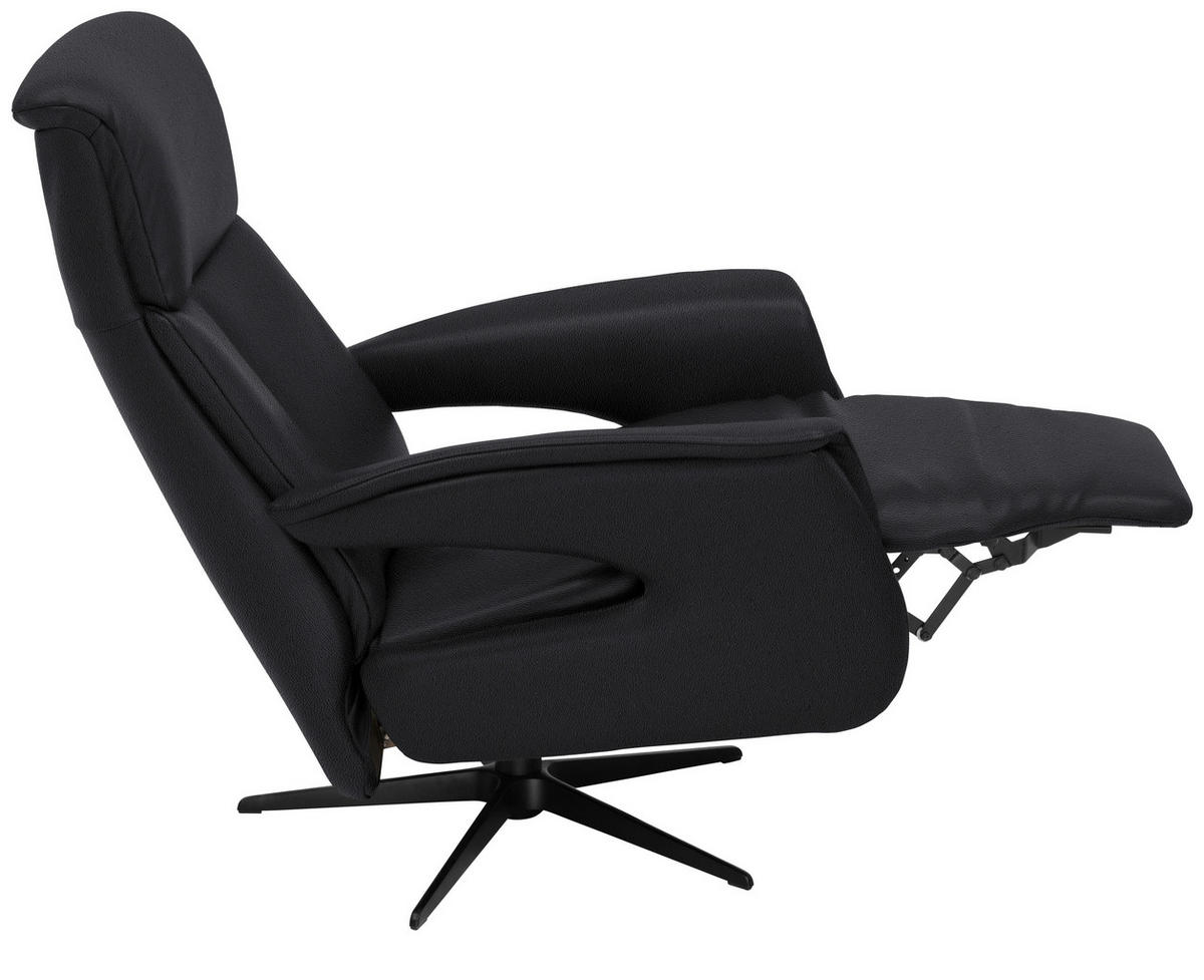 RELAXSESSEL in Leder Anthrazit  - Anthrazit/Schwarz, Design, Leder/Metall (78/106/88cm) - Welnova