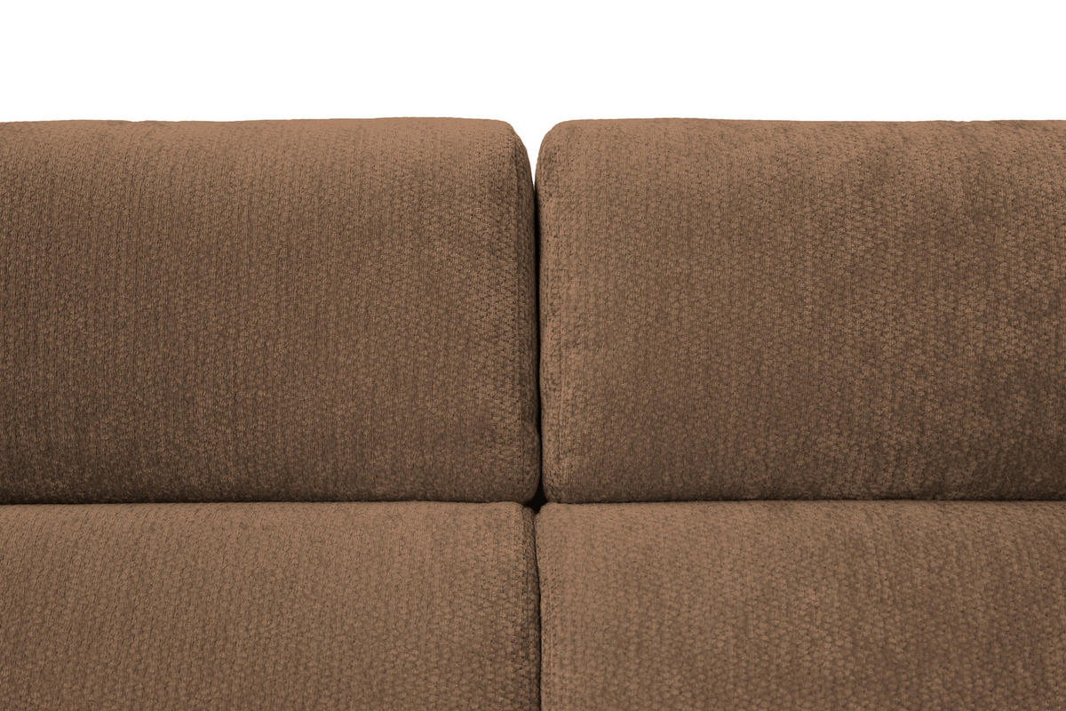 ECKSOFA Braun Chenille Bettkasten, Schlaffunktion, Rücken echt, Kopfteilverstellung, Liegefläche im Originalstoff  - Schwarz/Braun, KONVENTIONELL, Textil/Metall (265/206cm) - Carryhome
