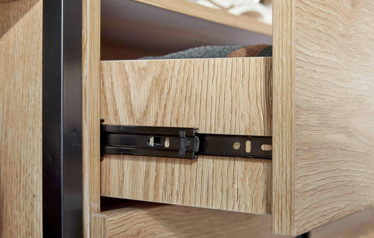 SCHUBLADENSET 80/44/32 cm   - Schwarz/Naturfarben, Design, Holzwerkstoff/Metall (80/44/32cm) - Livetastic