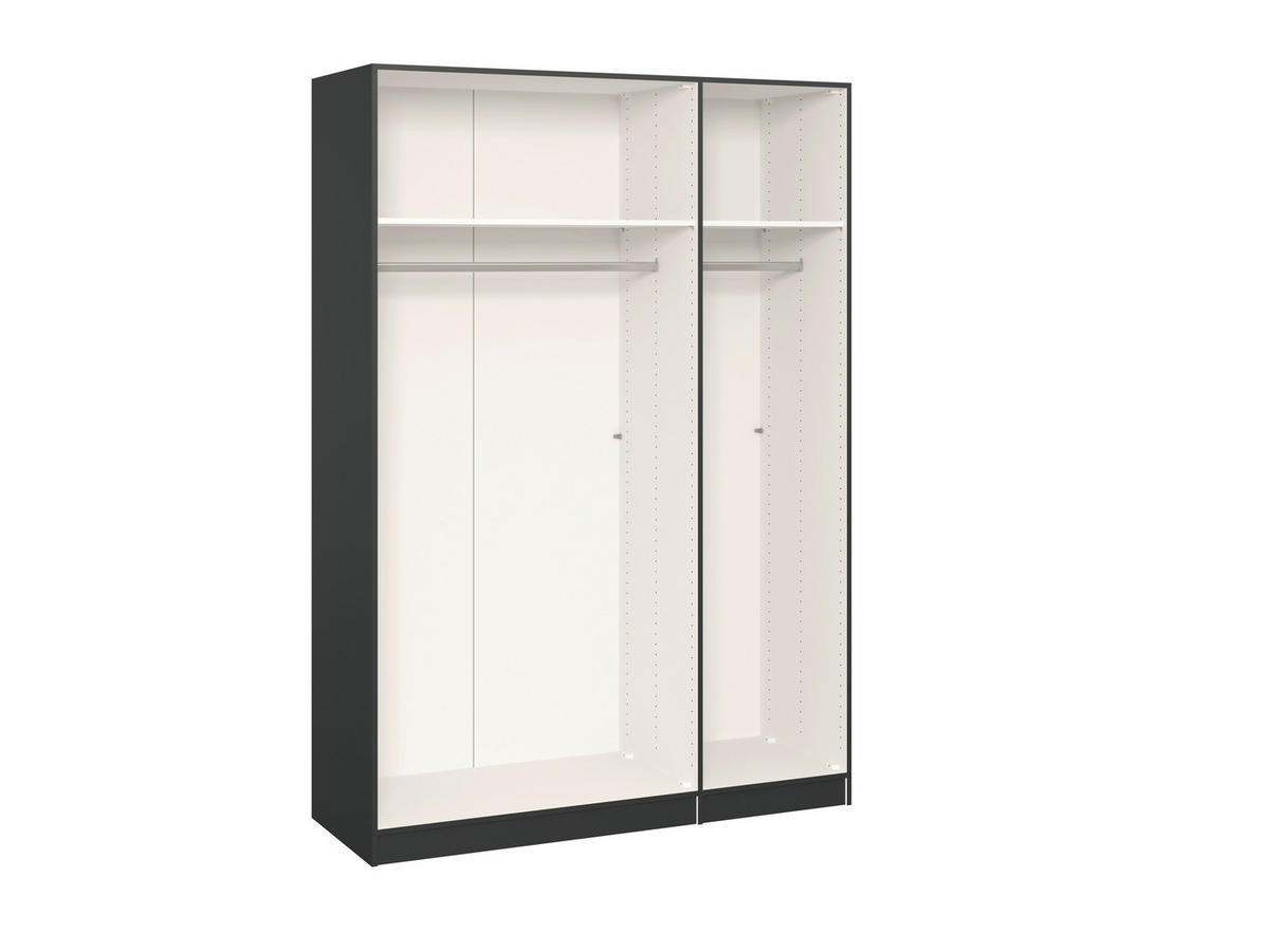 DREHTÜRENSCHRANK 152/236/59 cm 3-türig Anthrazit, Schwarz  - Edelstahlfarben/Anthrazit, Design, Holzwerkstoff (152/236/59cm) - Boxxx