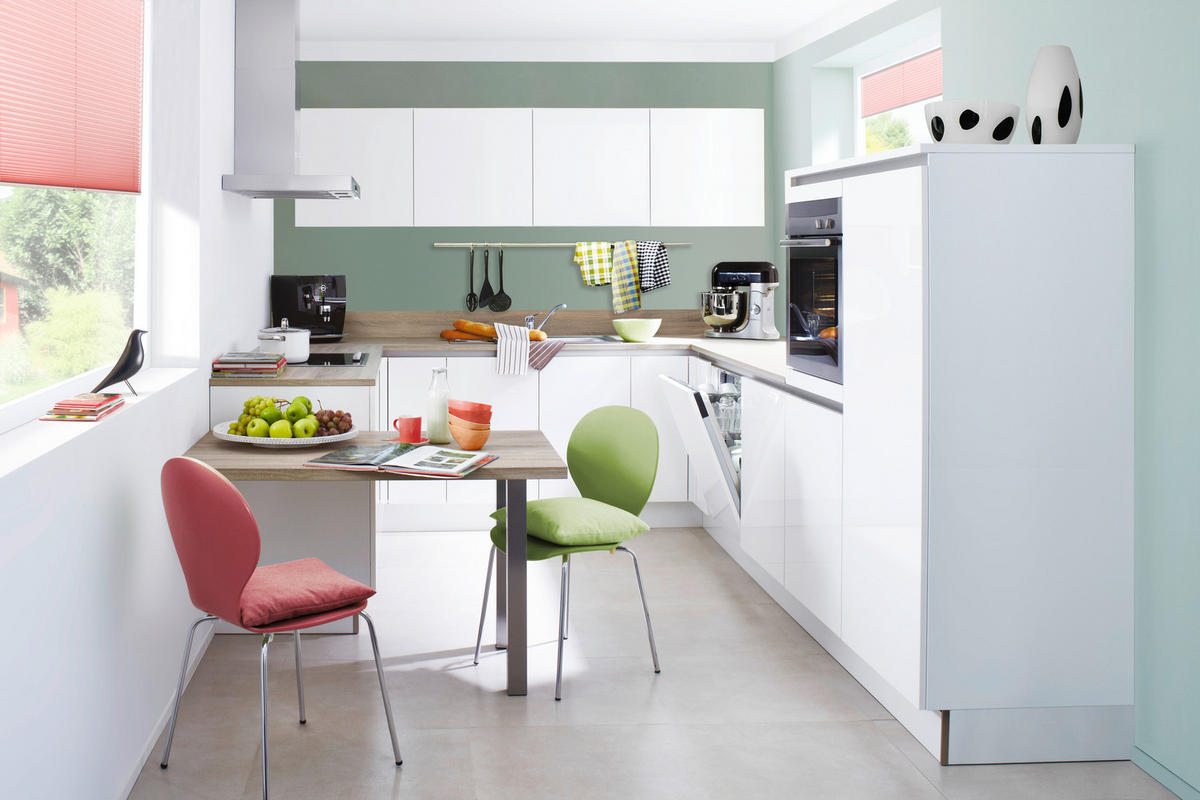 EINBAUKÜCHE   - Eichefarben/Weiß, Design, Holzwerkstoff - Dieter Knoll