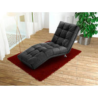 Șezlong in textil negru  - culoare crom/negru, Modern, metal/textil (68/88/164cm) - Cantus