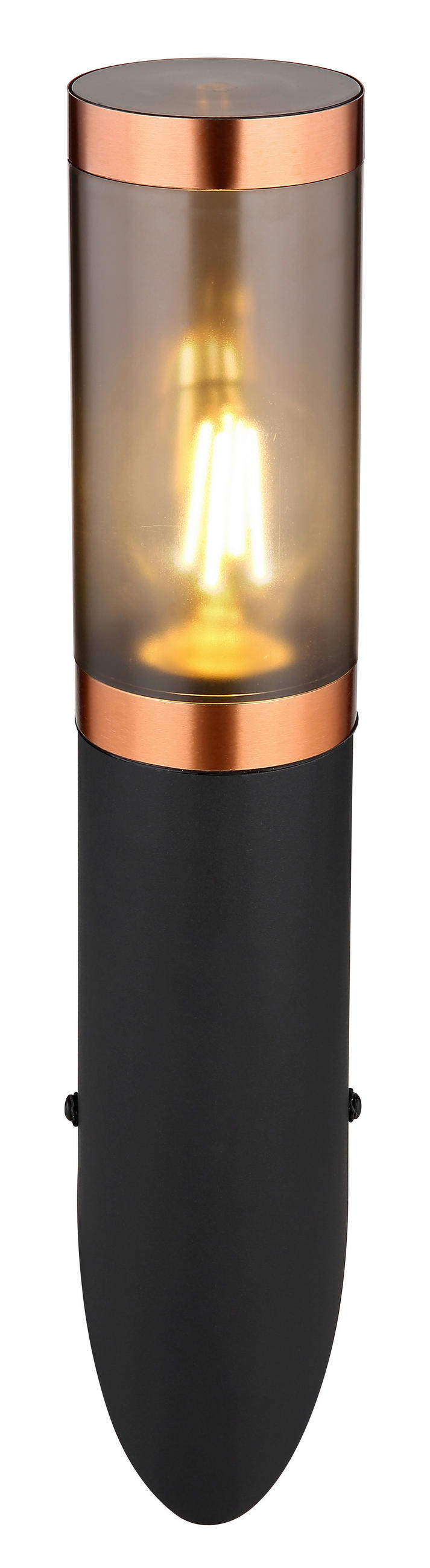 AUßENWANDLEUCHTE 7,6/41/17 cm   - Schwarz/Kupferfarben, Design, Kunststoff/Metall (7,6/41/17cm) - Globo