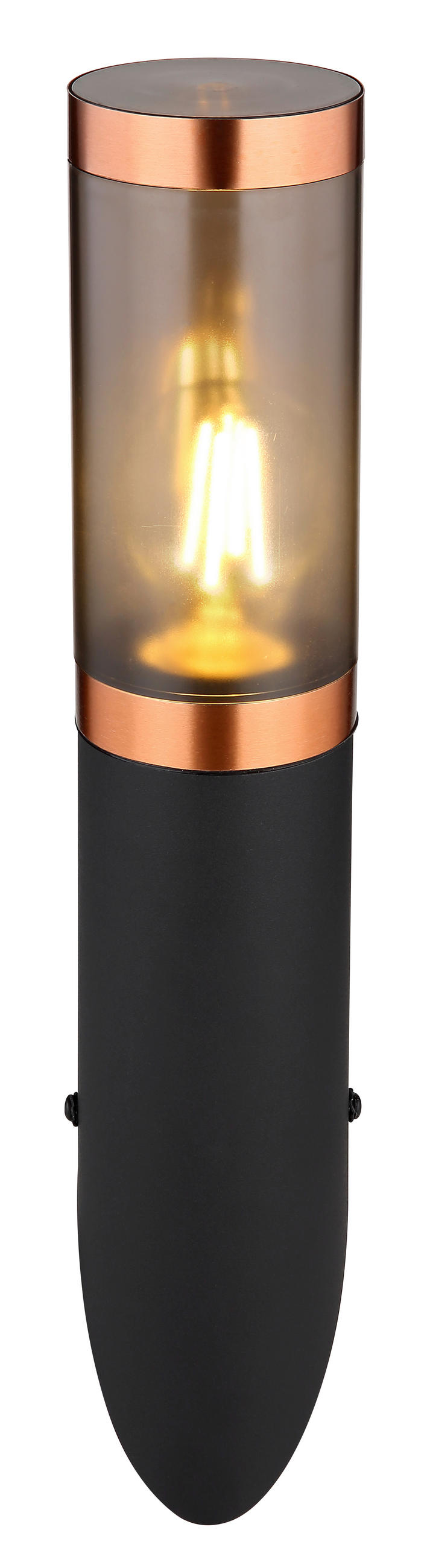 VÄGGLAMPA UTOMHUS - svart/kopparfärgad, Design, metall/plast (7,6/41/17cm) - Globo